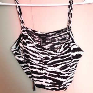 Forever 21 Cropped Zebra Shirt